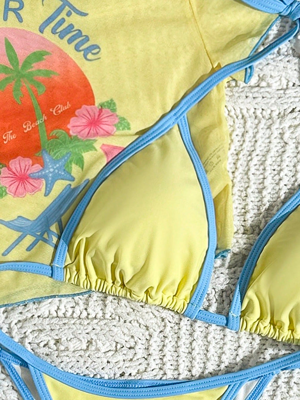 Swim Vcay 2026 New Women's Printed Triangle Bikini Top With Mesh
