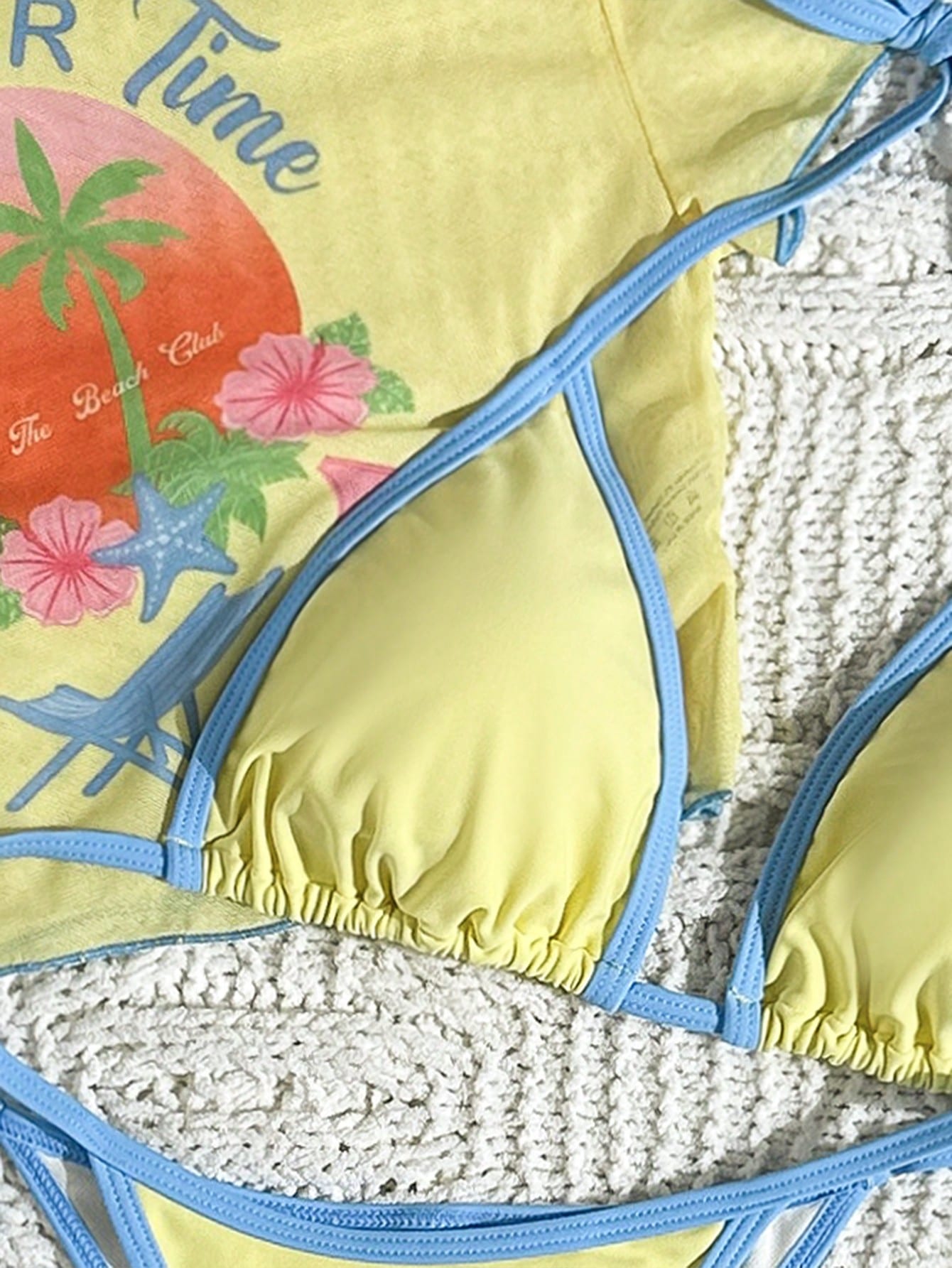 Swim Vcay 2026 New Women's Printed Triangle Bikini Top With Mesh