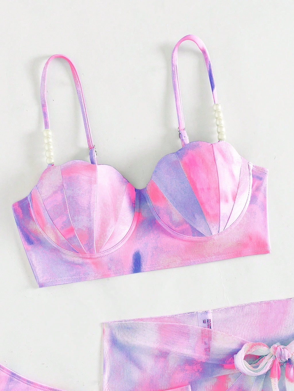Swim Vcay Summer Beach Tie Dye Push Up Bikini Set With Beach Skirt