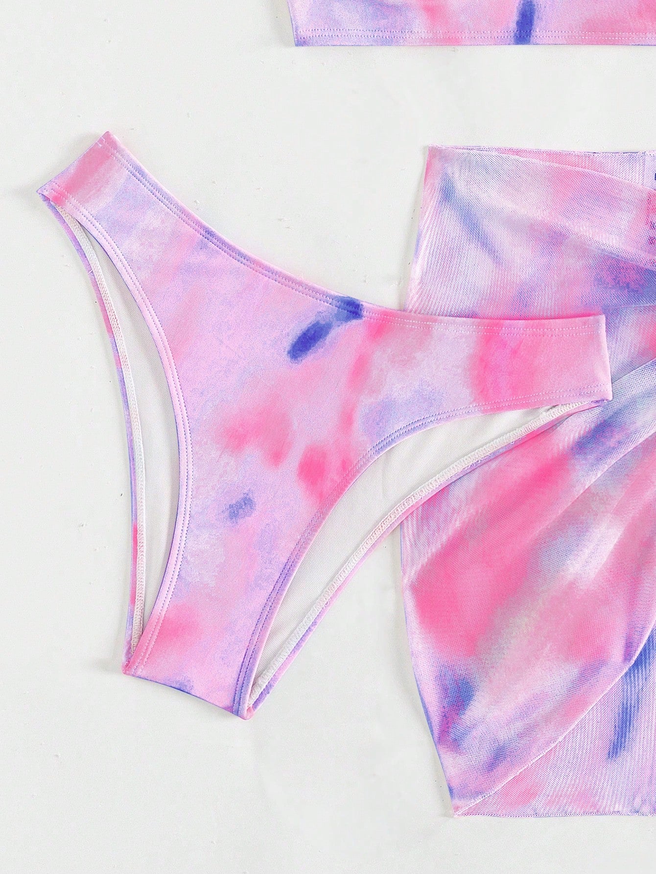 Swim Vcay Summer Beach Tie Dye Push Up Bikini Set With Beach Skirt