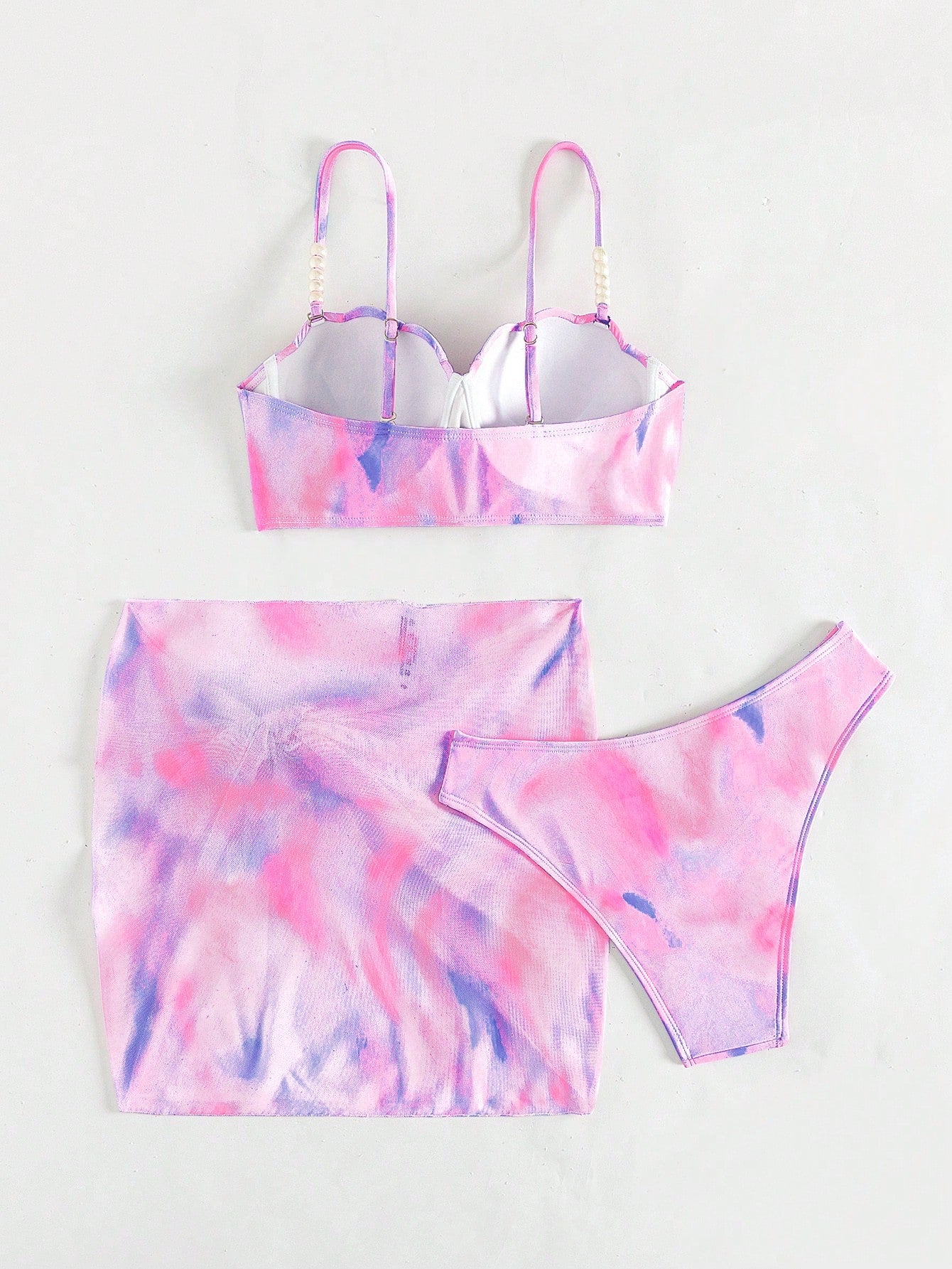 Swim Vcay Women's Summer Beach Tie-Dye Sexy Bikini Set With Cover Up Pareo Skirt