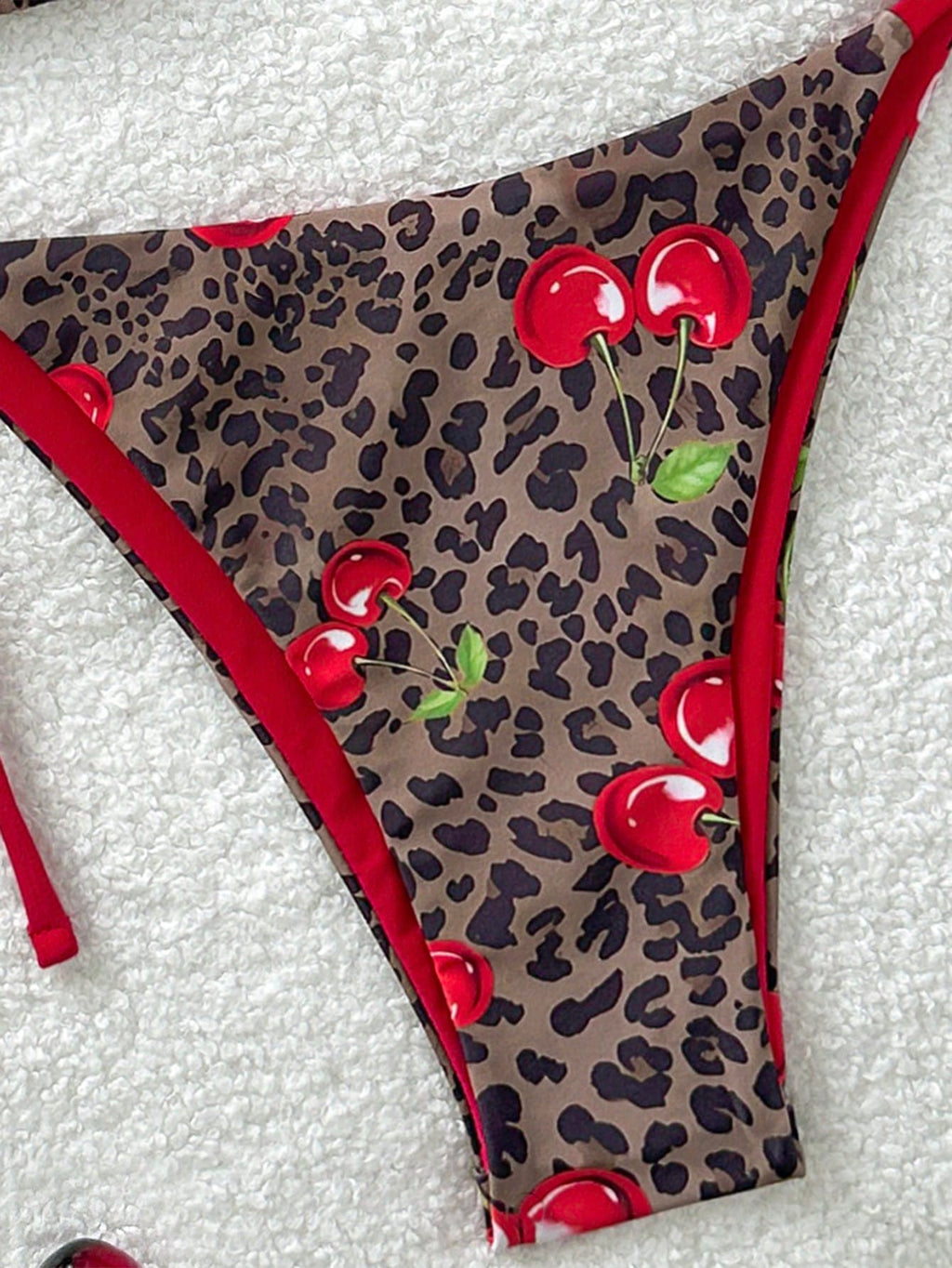 Soleia 2pcs/Set Women's Vacation Cow Print Contrasting Magenta