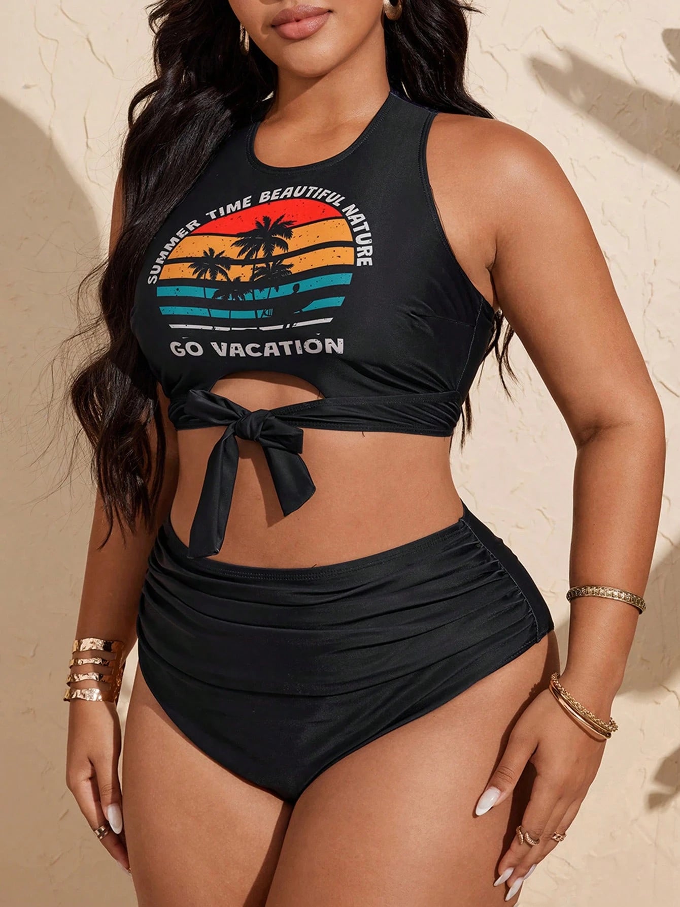 Slaydiva 2025 Plus Size Bikini Set,Orange Summer Beach Vacation Party Vacation Holiday,Halter Neck Coconut - image 8