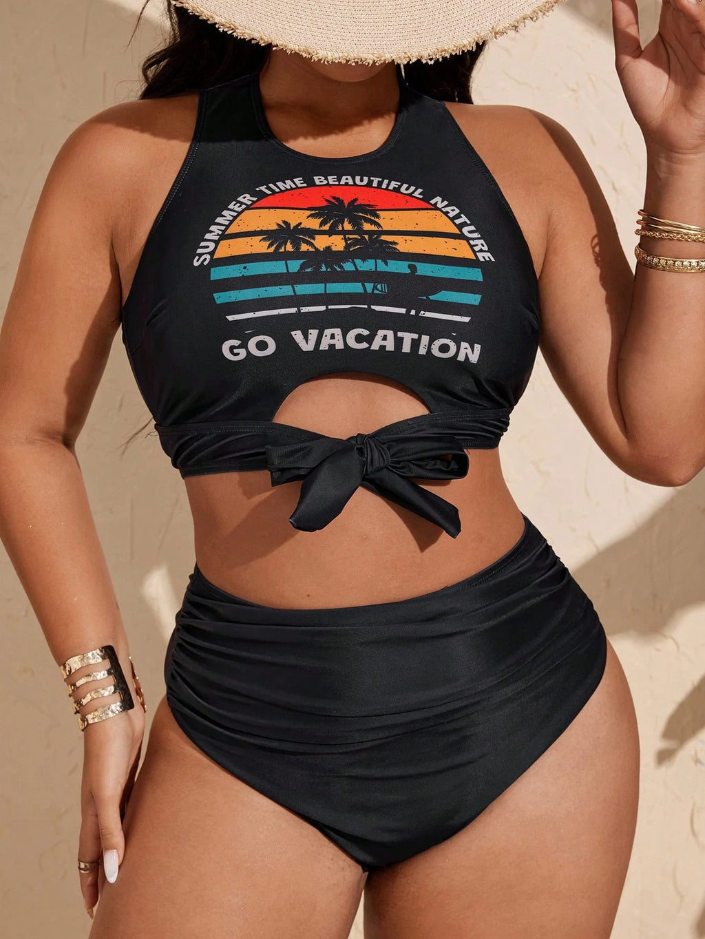 Slaydiva 2025 Plus Size Bikini Set,Orange Summer Beach Vacation Party Vacation Holiday,Halter Neck Coconut - image 10