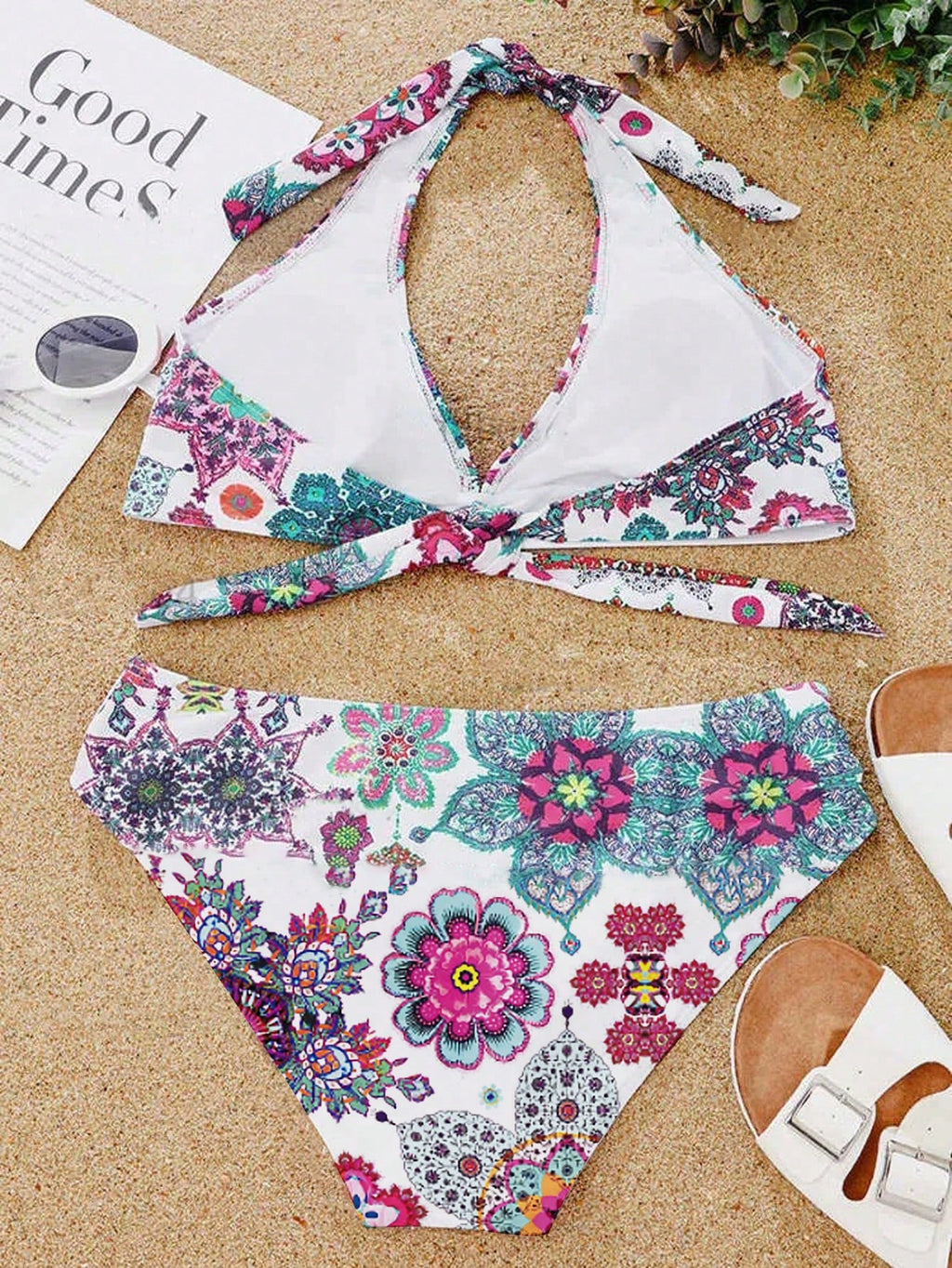Floral Print Bikini Set For Beach Vacation Summer