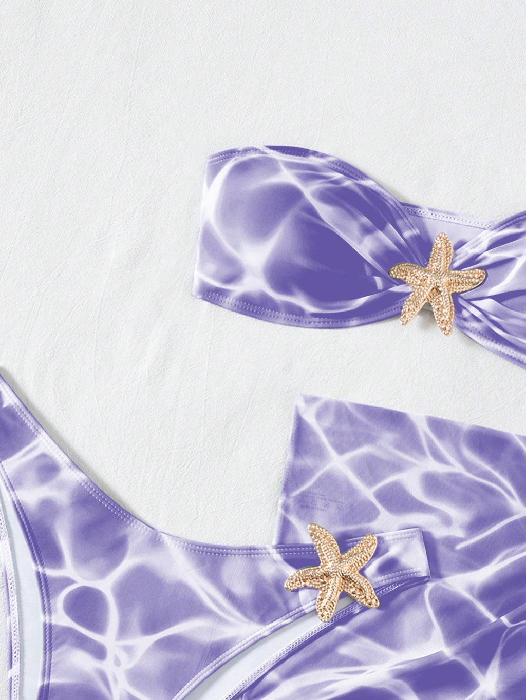 Swim Vcay Women's 3-Piece Swimwear Set With Bandeau Top, Starfish