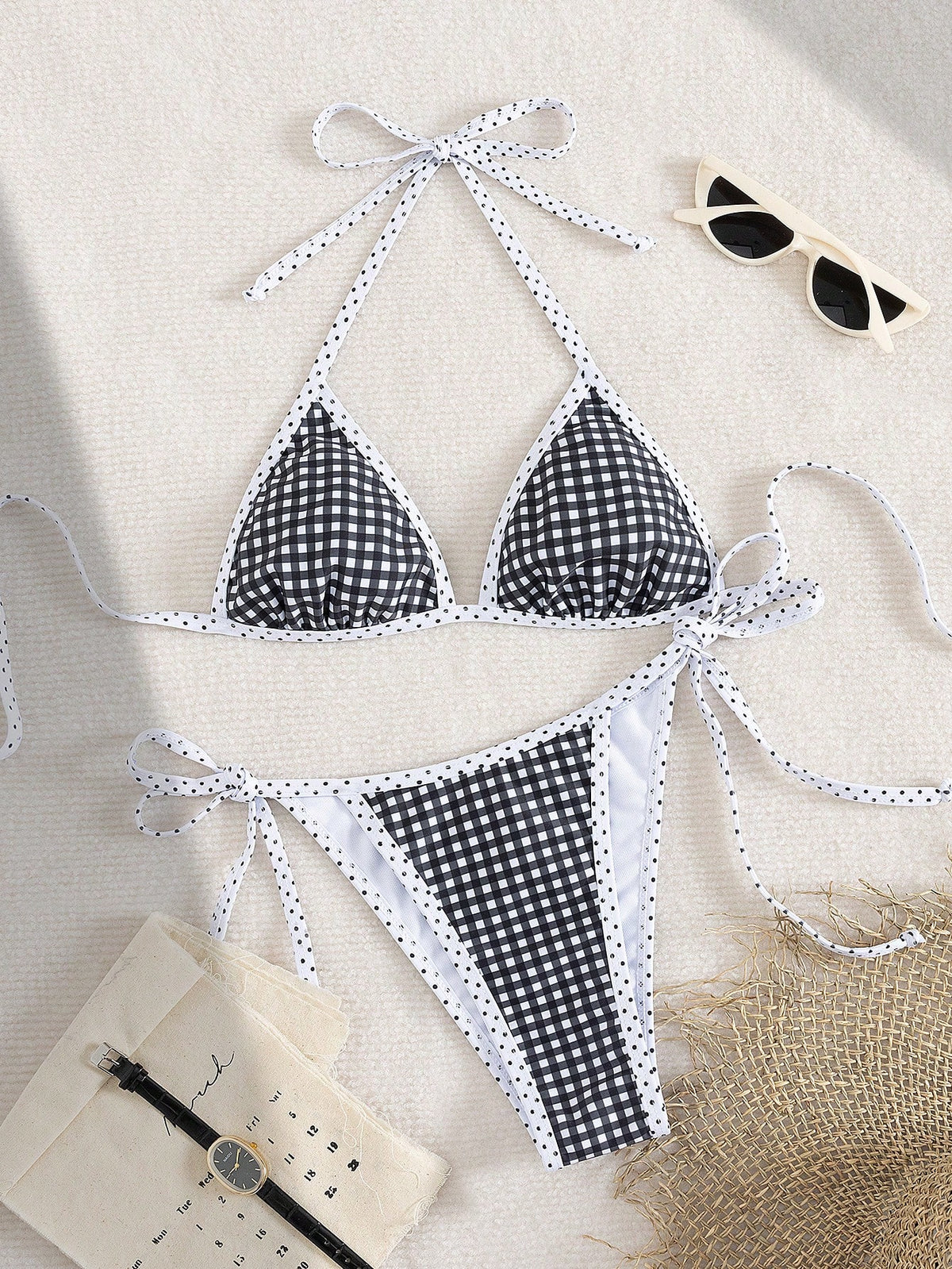 Swim Mod New Arrival Spring/Summer Seaside Casual Vacation Blue & White Starfish Shell Print Halter Bikini - image 6