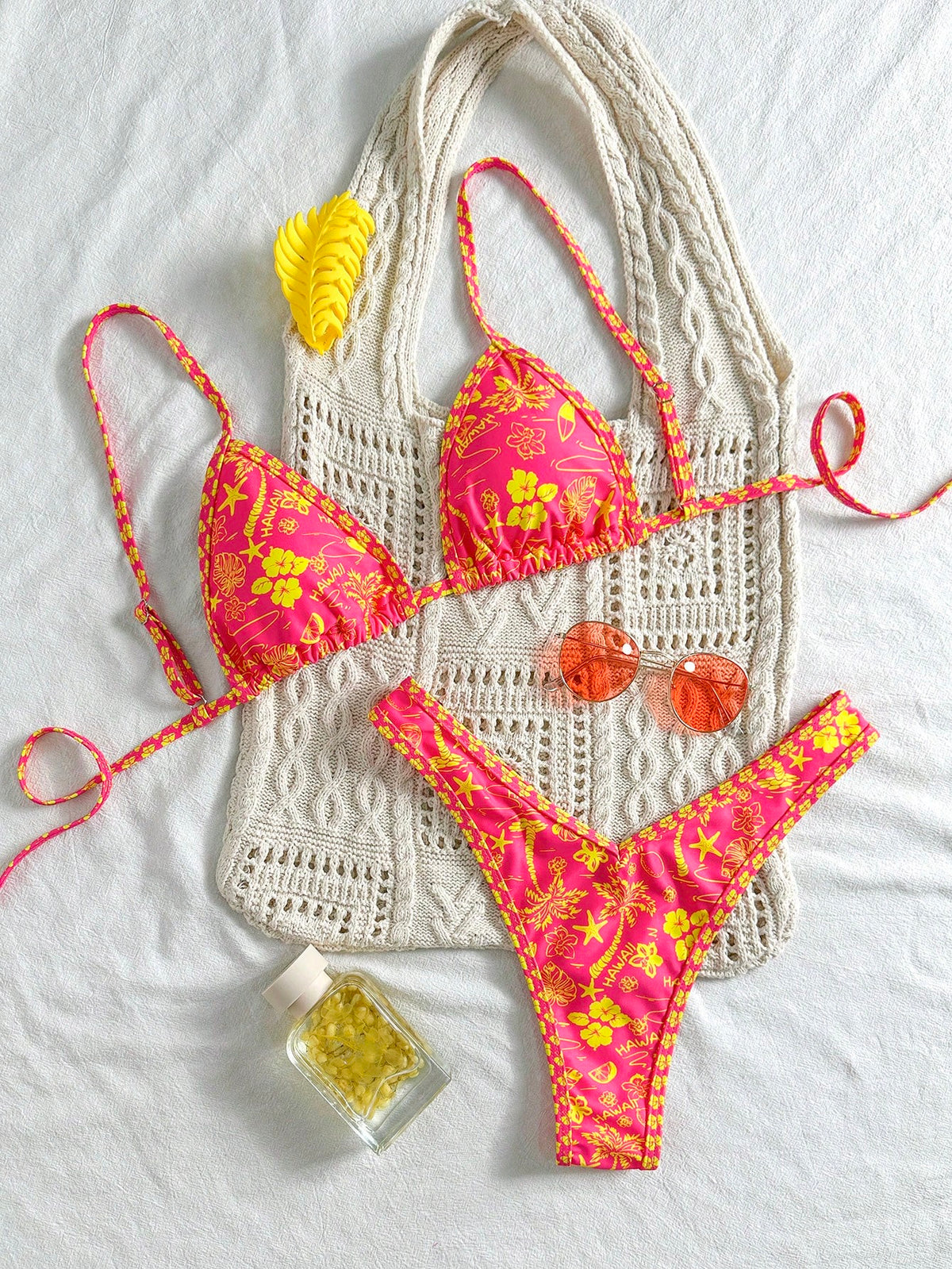 Elavelle Springbreak Women's Random Print Spaghetti Strap Sexy High Cut Shorts Bikini Swimwear Set For Summer - image 18