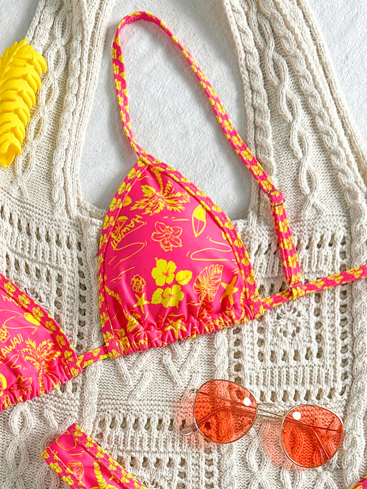 Elavelle Springbreak Women's Random Print Spaghetti Strap Sexy High Cut Shorts Bikini Swimwear Set For Summer - image 20