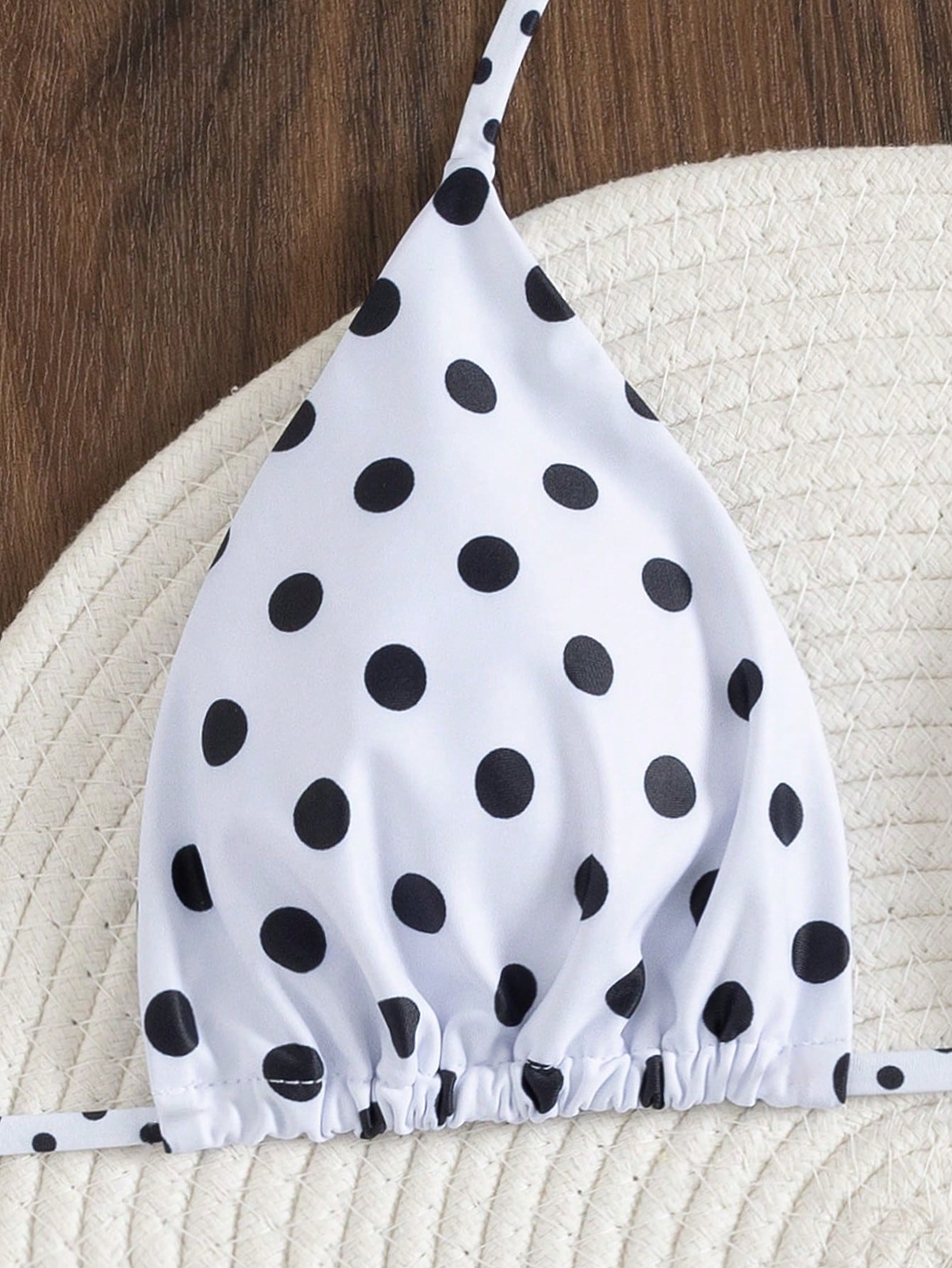 2pcs Women's Summer Beach Polka Dot Print Halter Tie Sexy Bikini Set