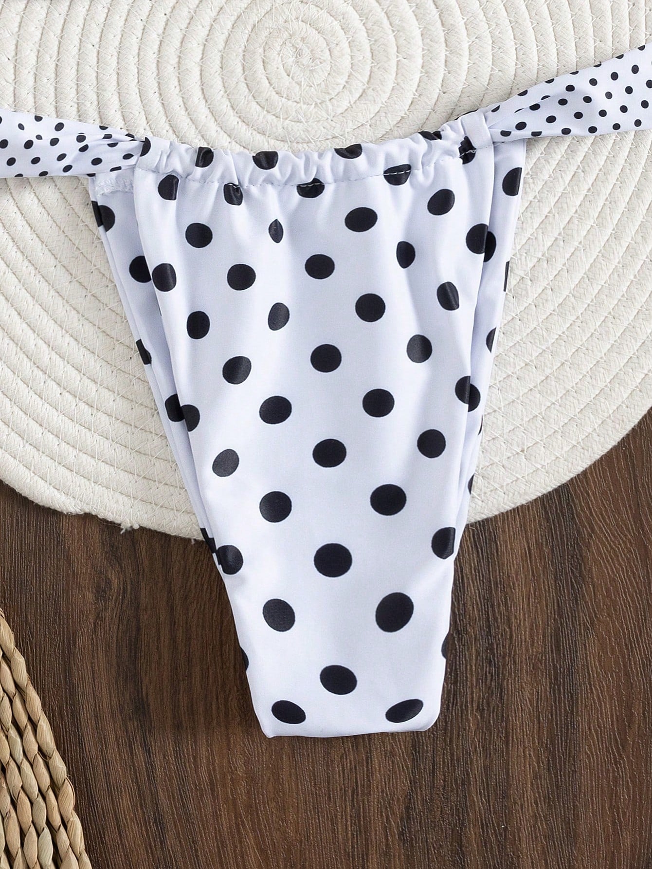 2pcs Women's Summer Beach Polka Dot Print Halter Tie Sexy Bikini Set