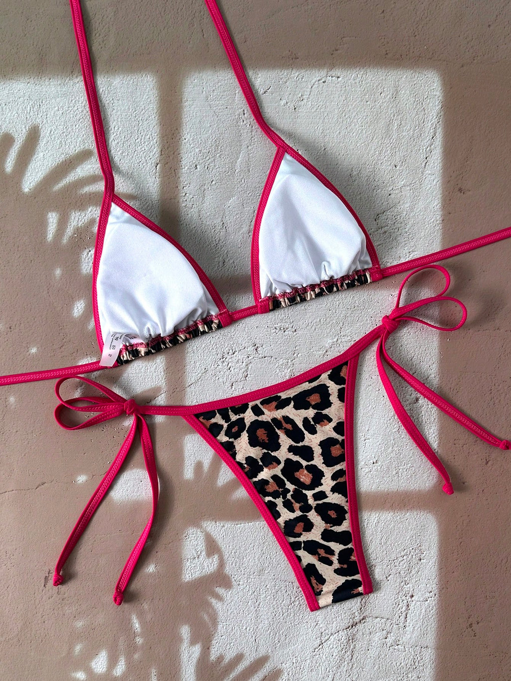 Women's Summer Beach White Trim Halter Tie Sexy Bikini Swimwear Set Vacation - image 15