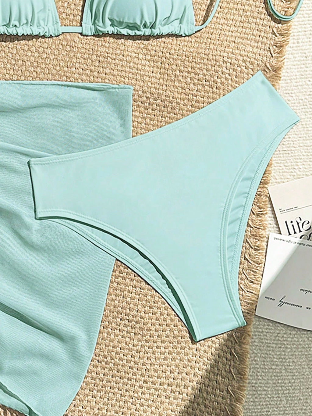 Zestiva 3 Pieces Set: Women's Solid Color Halter Tied Sexy Bikini