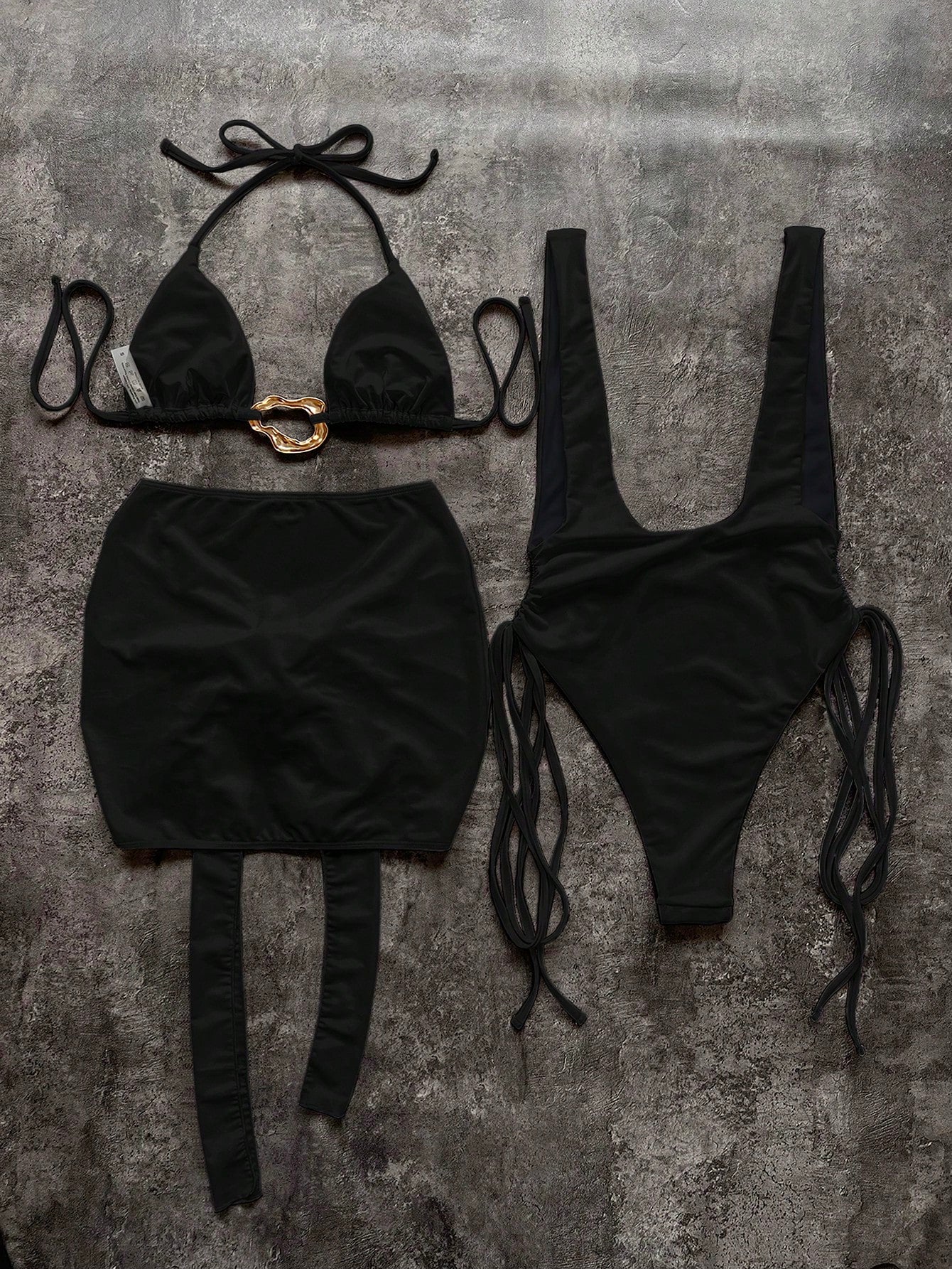 Women's Two Pieces Set With Solid Cut-Out One-Piece Swimwear With