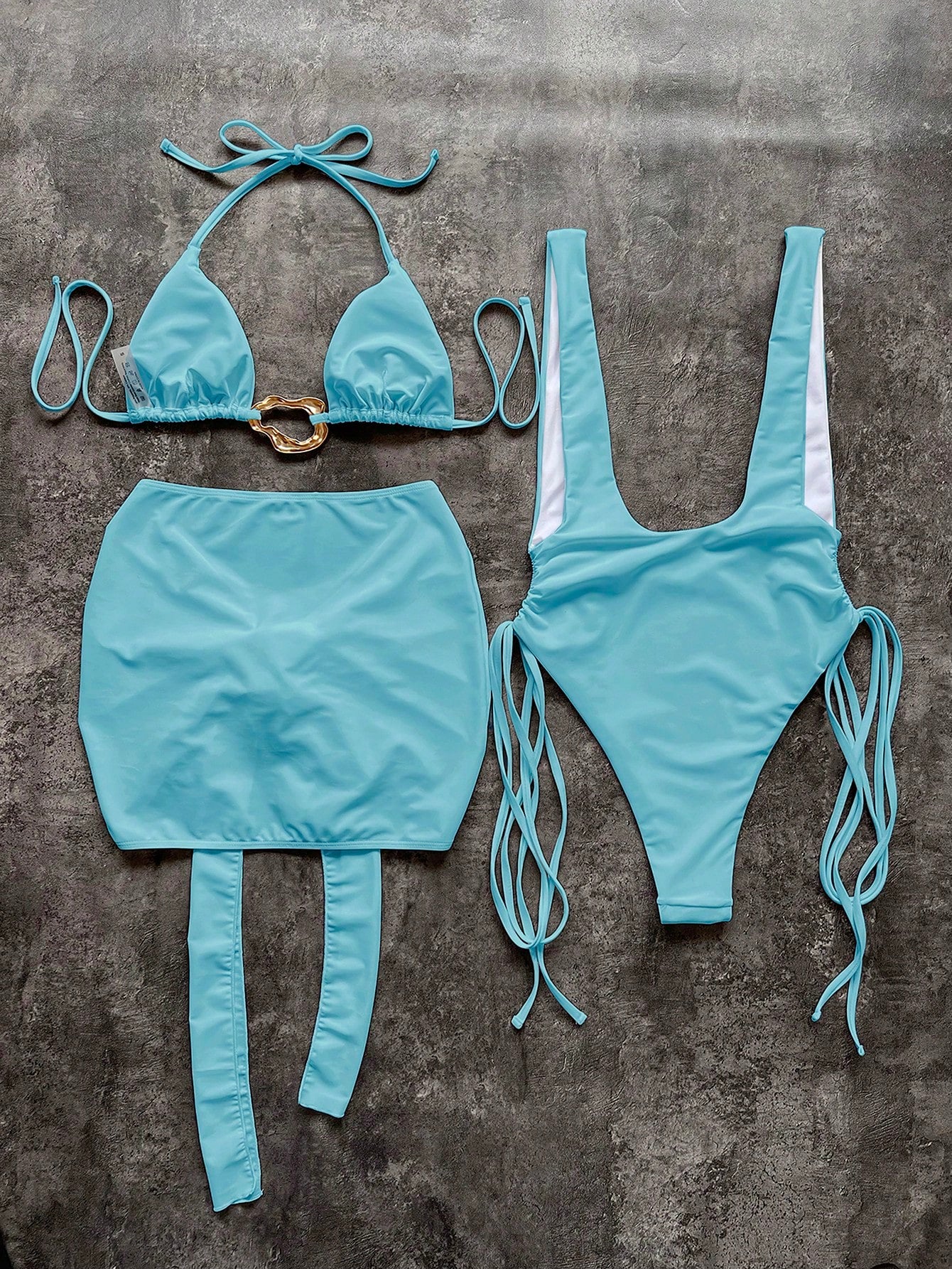 Women's Two Pieces Set With Solid Cut-Out One-Piece Swimwear With