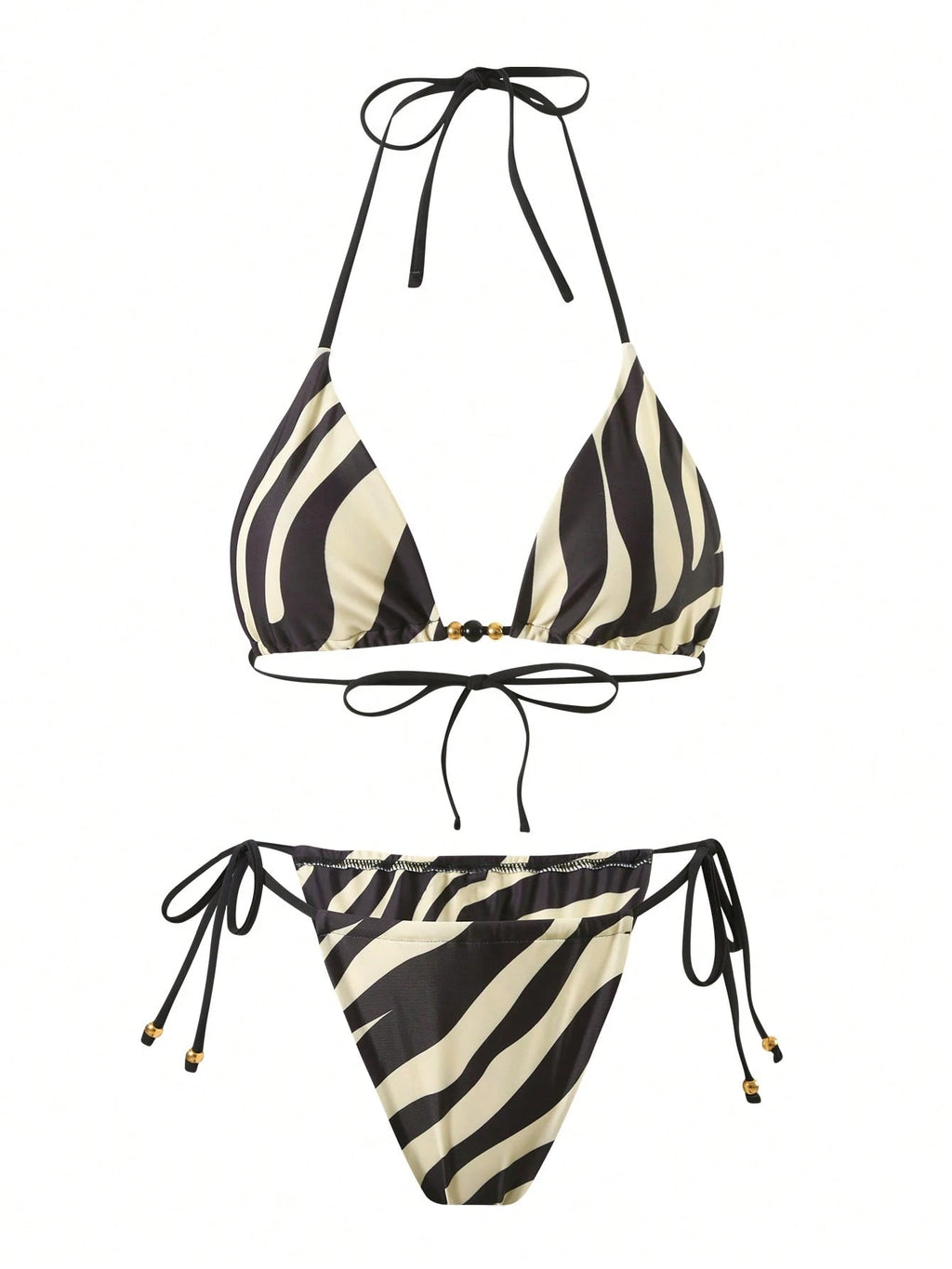 Sirith Women's Sexy Zebra Print Holiday Suit Beach Dress Bikini Three Pieces Swi