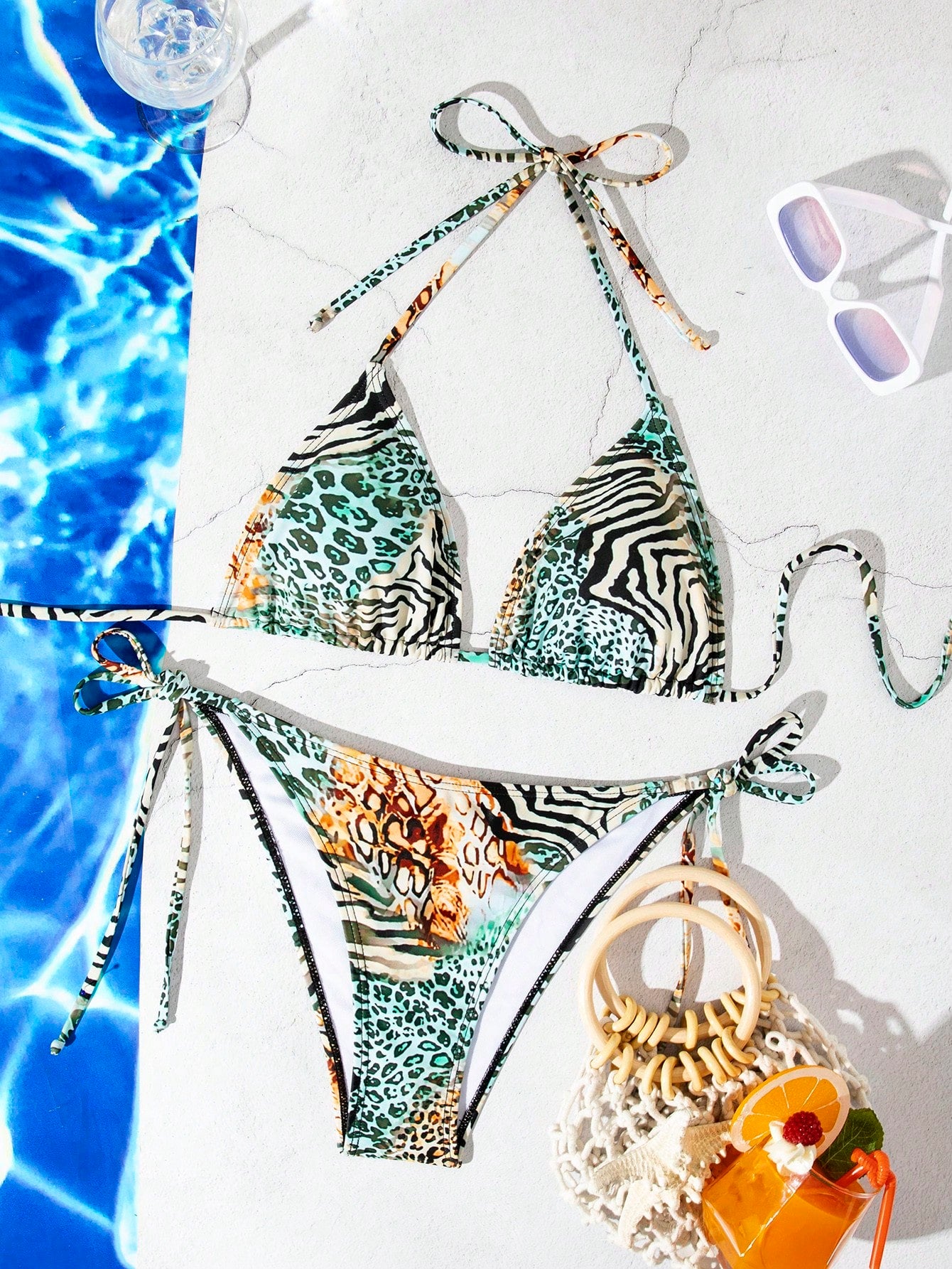 Bestselling Sexy Leopard Print Halter Tie Bikini Set, Open Back