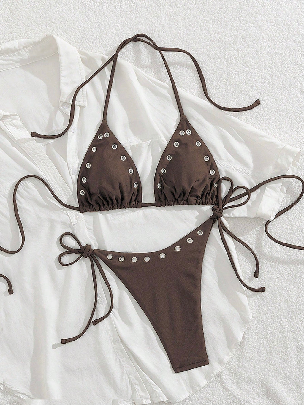 Women's New European & American Style Bikini Set Vacation Beach Black