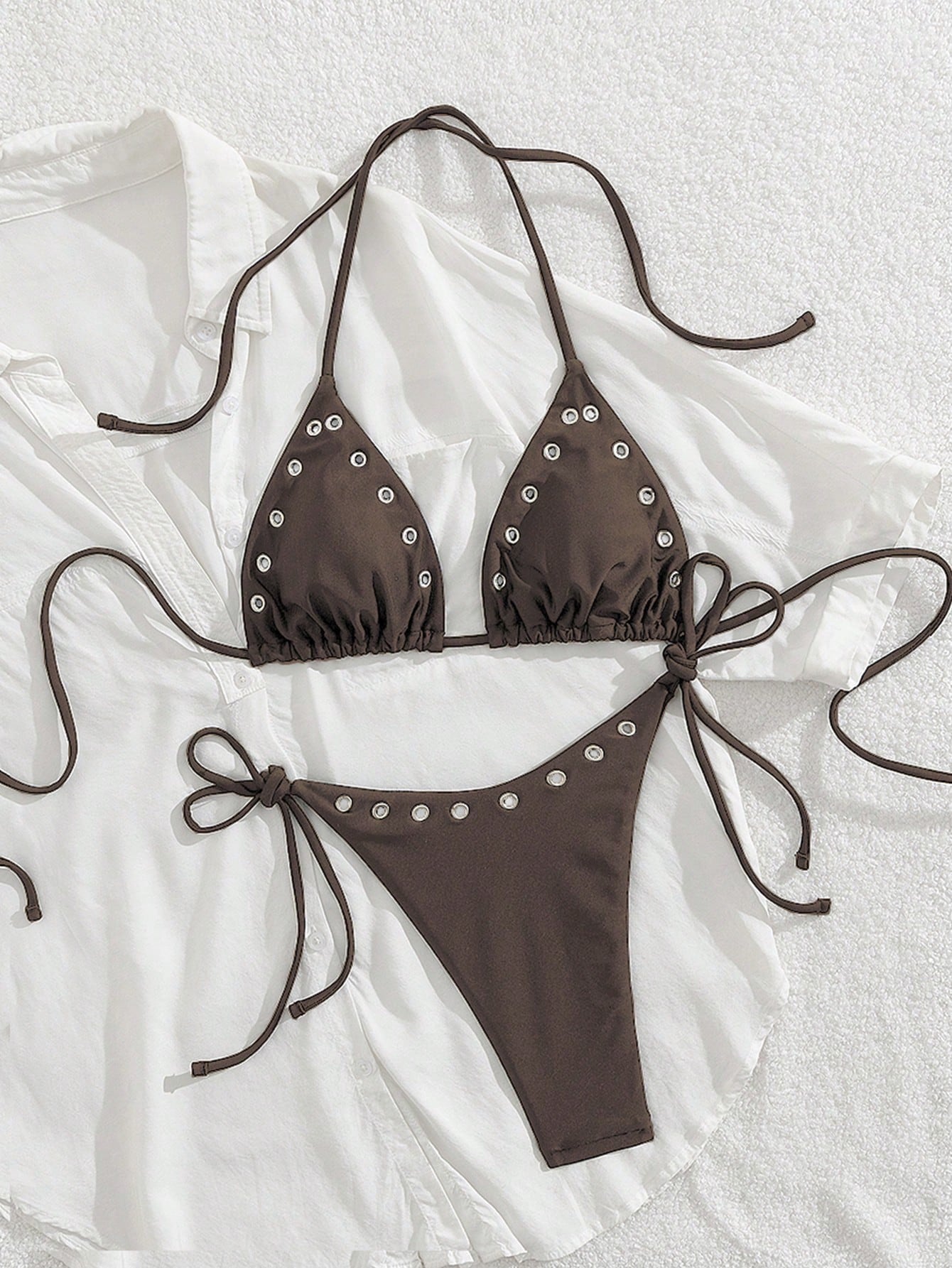 Women's New European & American Style Bikini Set Vacation Beach Black