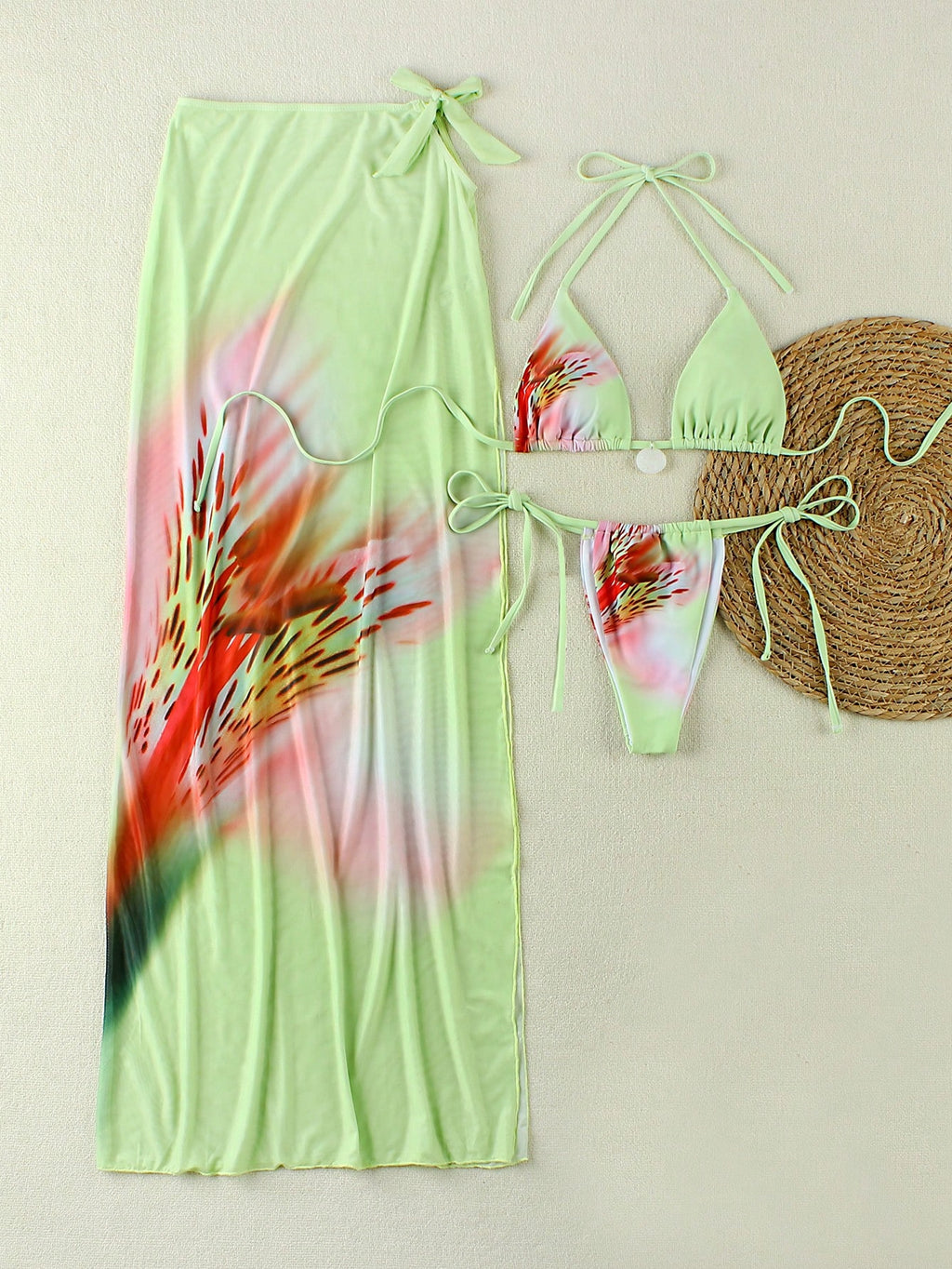 New Arrival Summer Women Elegant Fashion Beach Vacation Date Floral Print Bikini Set Set - image 2