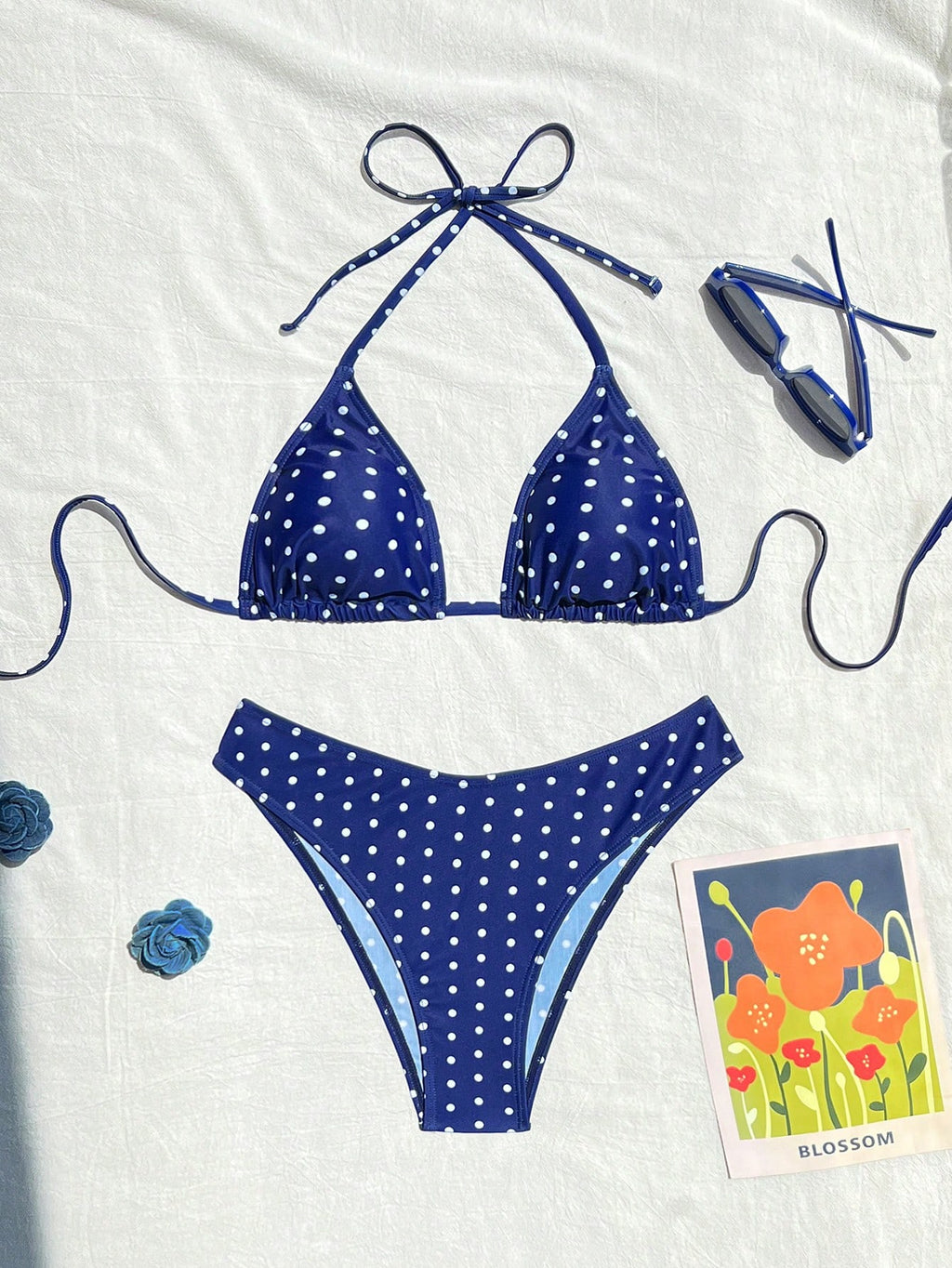Swim Mod 2026 Spring/Summer Women's Polka Dot Print Halter Neck