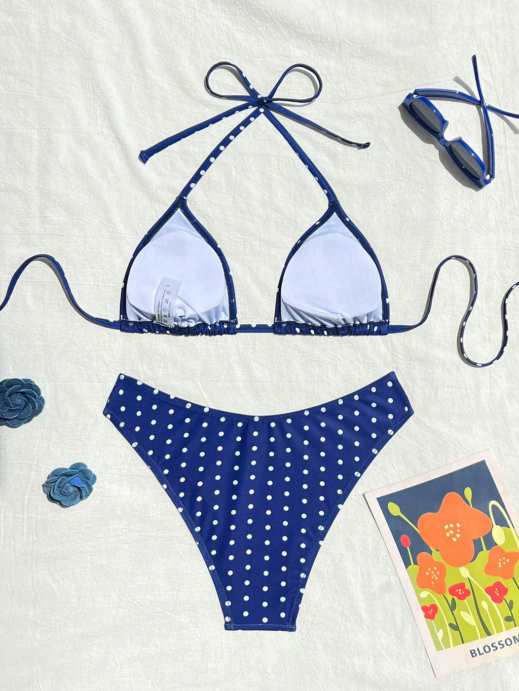Swim Mod 2026 Spring/Summer Women's Polka Dot Print Halter Neck