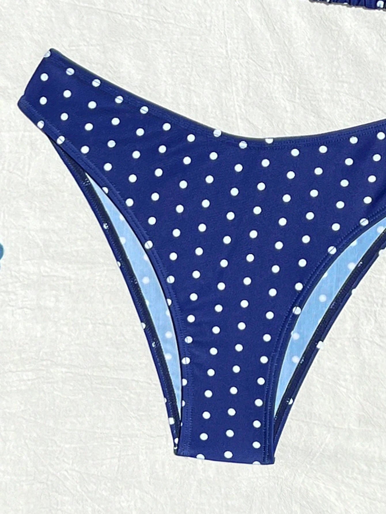 Swim Mod 2026 Spring/Summer Women's Polka Dot Print Halter Neck