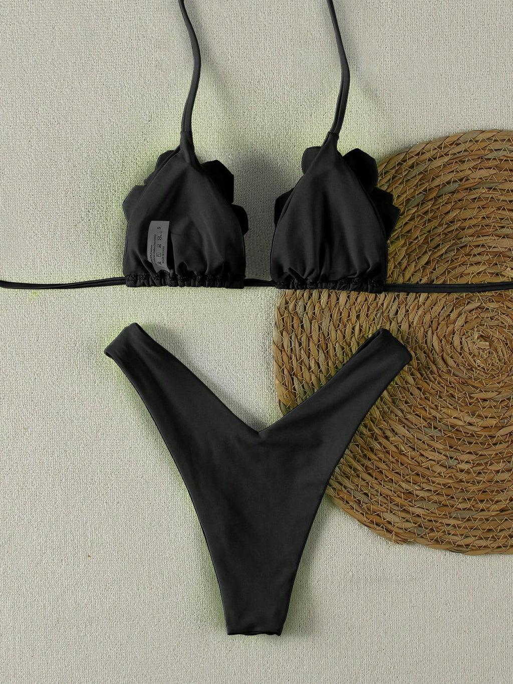 Women's Fashionable Elegant Bright Yellow Floral Decor Sexy Halter Casual Bikini Set Set, Suitable For Beach, - image 19
