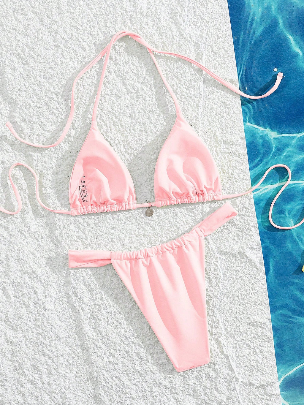 Swim Mod 2pcs/Set Summer New High Waist Sexy Backless Halter Tie Up
