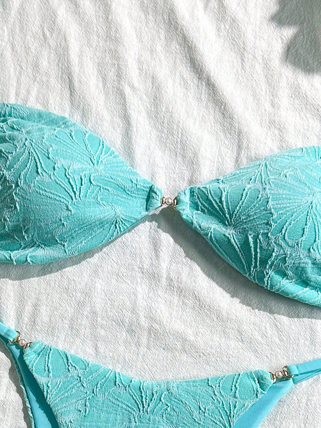 Swim Vcay 2pcs/Set Summer Vacation Textured Fabric, Spaghetti Strap