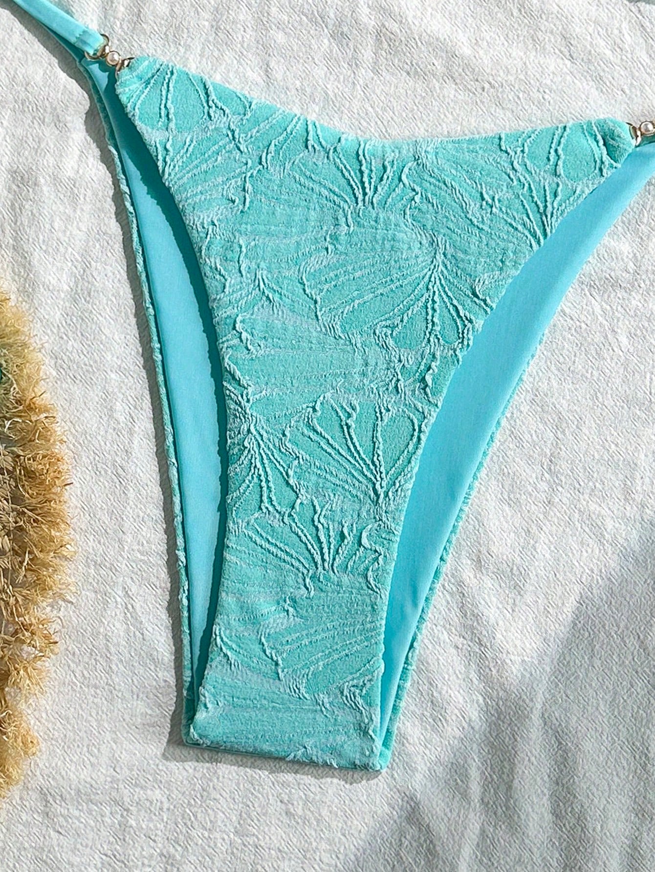 Swim Vcay 2pcs/Set Summer Vacation Textured Fabric, Spaghetti Strap