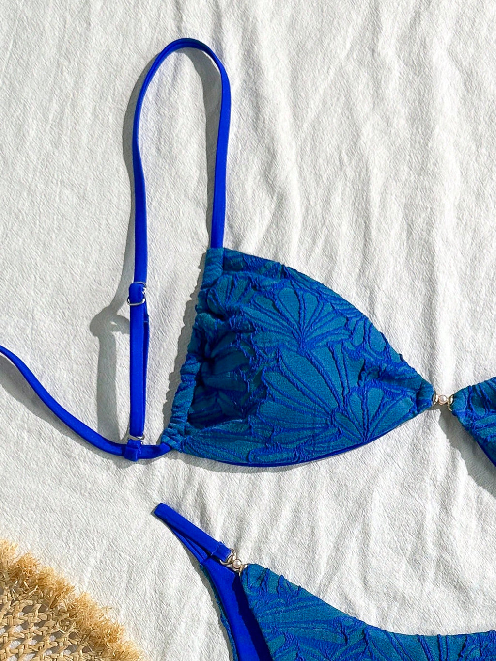 Swim Vcay 2pcs/Set Summer Vacation Textured Fabric, Spaghetti Strap
