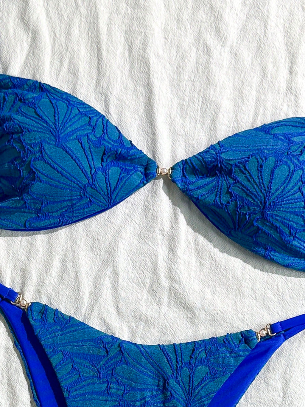 Swim Vcay 2pcs/Set Summer Vacation Textured Fabric, Spaghetti Strap