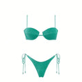 Women's Glossy String Bikini Set Soild Swimsuit Women's Fashion