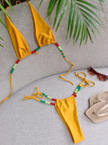 Musera Resort Bead Waist Triangle Charm Detail Bikini Set Bathing