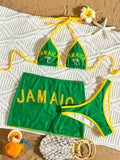 Swim Vcay 3pcs Women's Summer Beach Swimwear Set - Bikini Top, Bottom And Skirt,