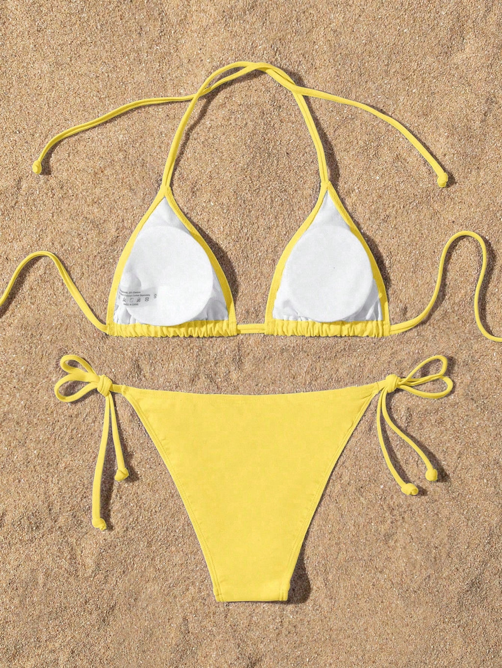 Swim Basics Summer Beach Women's Solid Color Halter Neck Tie Sexy
