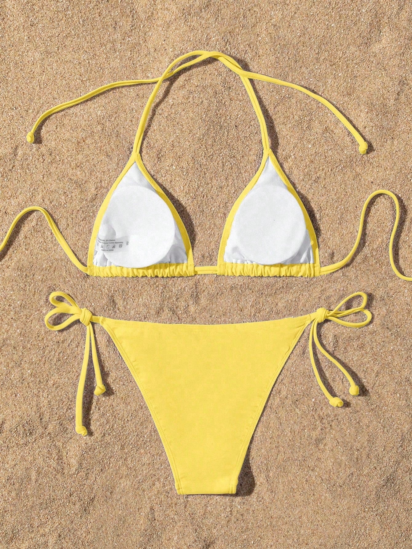 Swim Basics Summer Beach Women's Solid Color Halter Neck Tie Sexy