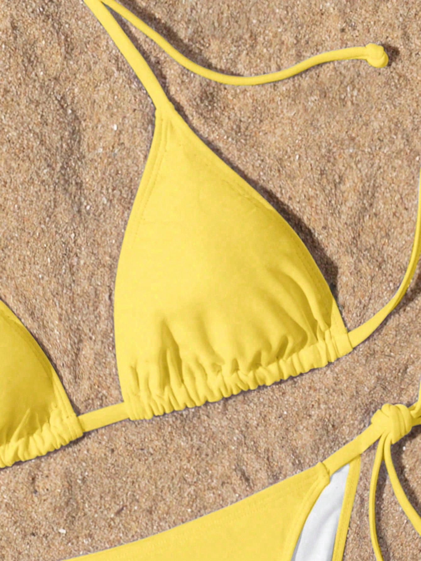 Swim Basics Summer Beach Women's Solid Color Halter Neck Tie Sexy