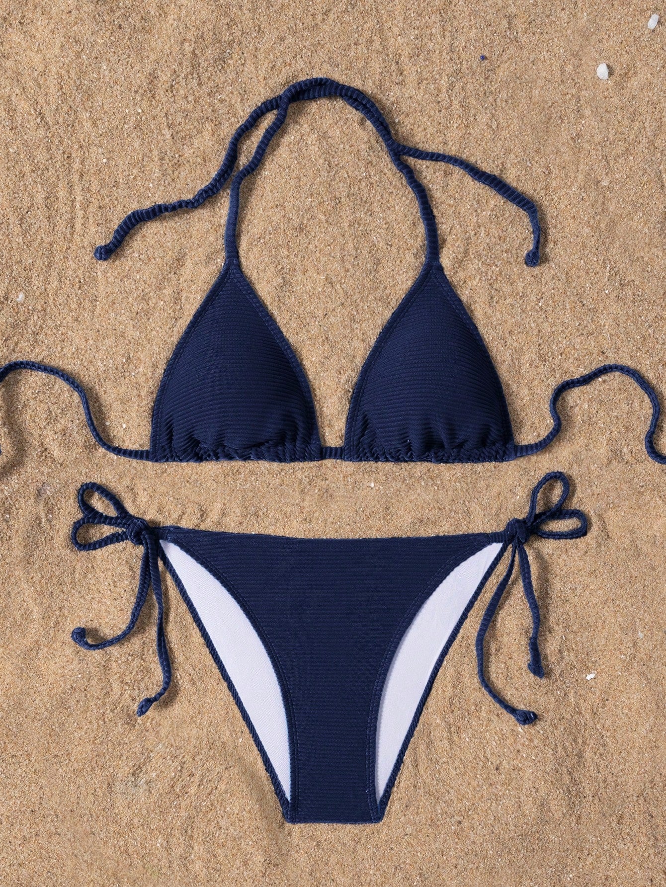 Swim Basics Summer Beach Women's Solid Color Halter Neck Tie Sexy