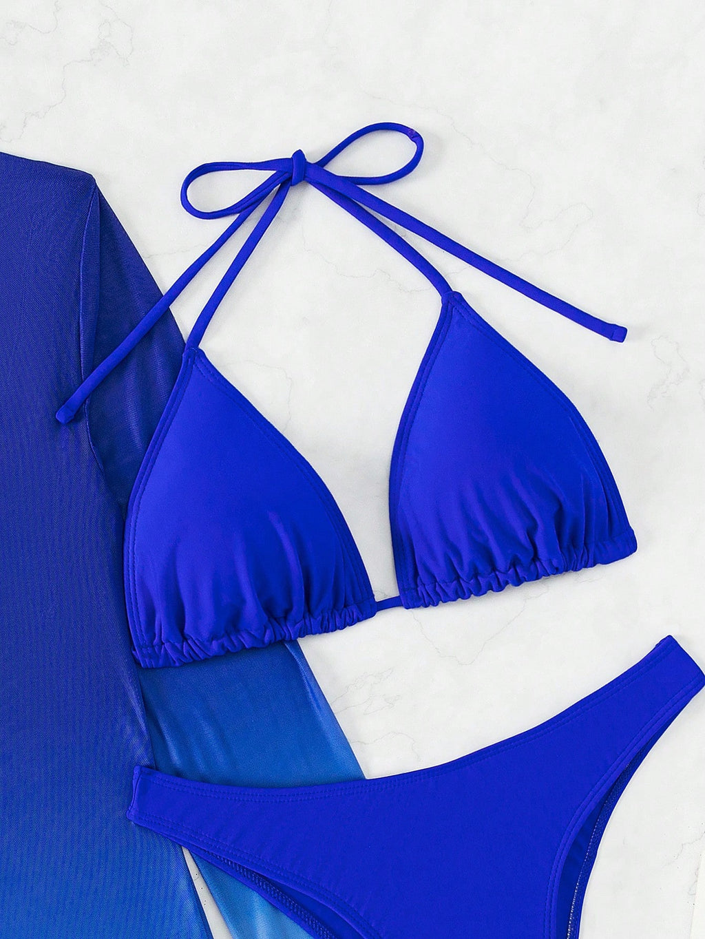 Swim SXY Summer Beach Knot Back Bikini Set With Ombre Beach Cover Up