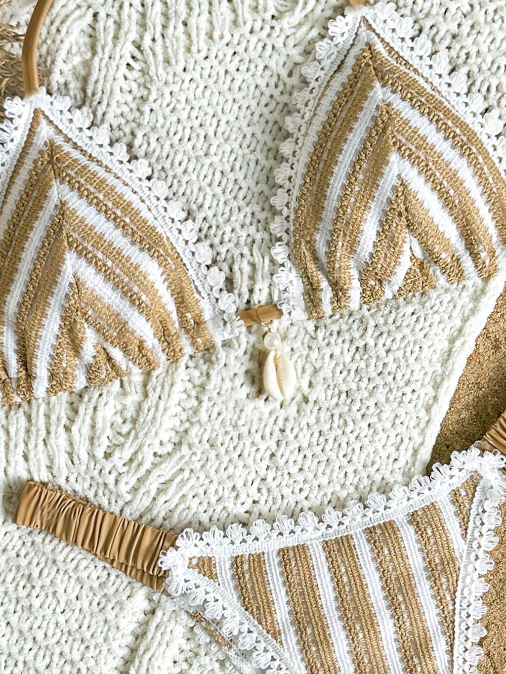 Bikinx 2025 Back To School Women's Bohemian Lace Striped Textured
