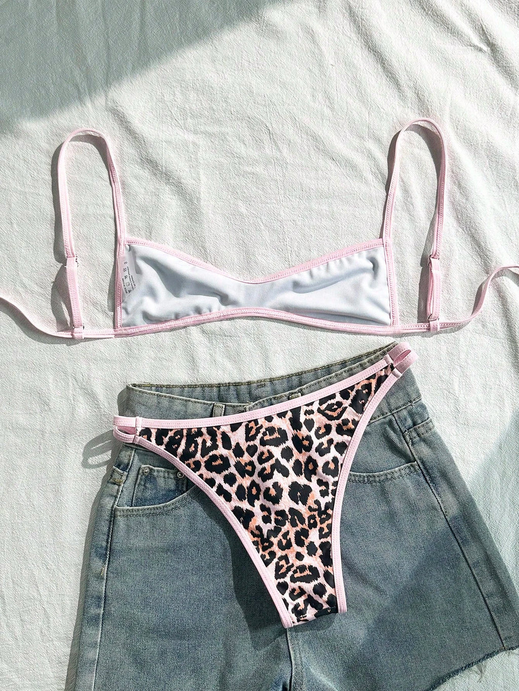 Swim Mod Women's Bikini Swimwear Set,Red And Cheetah