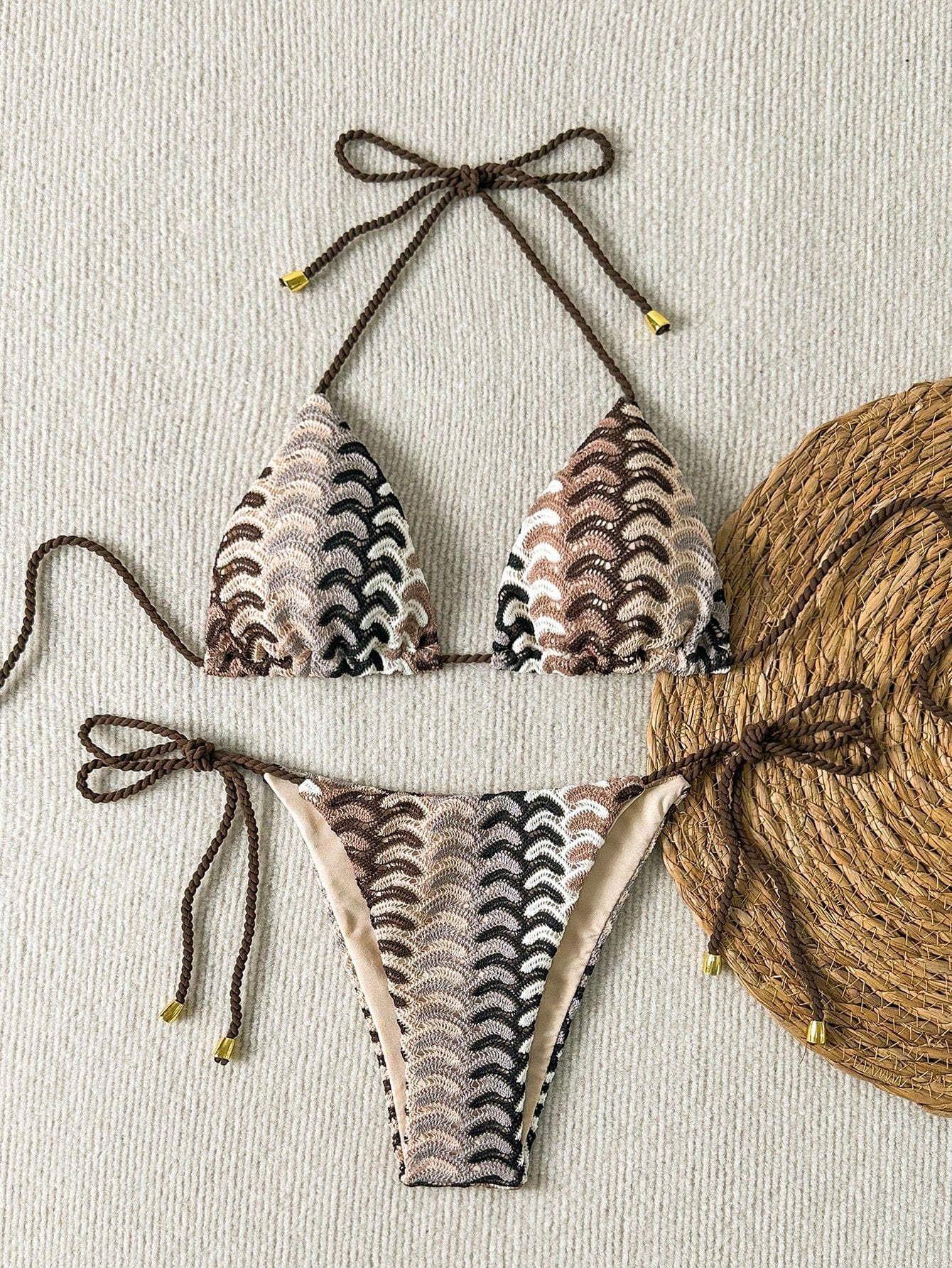 Swim Mod Women's Summer Holiday Beach Halter Allover Print Bikini Set - image 11