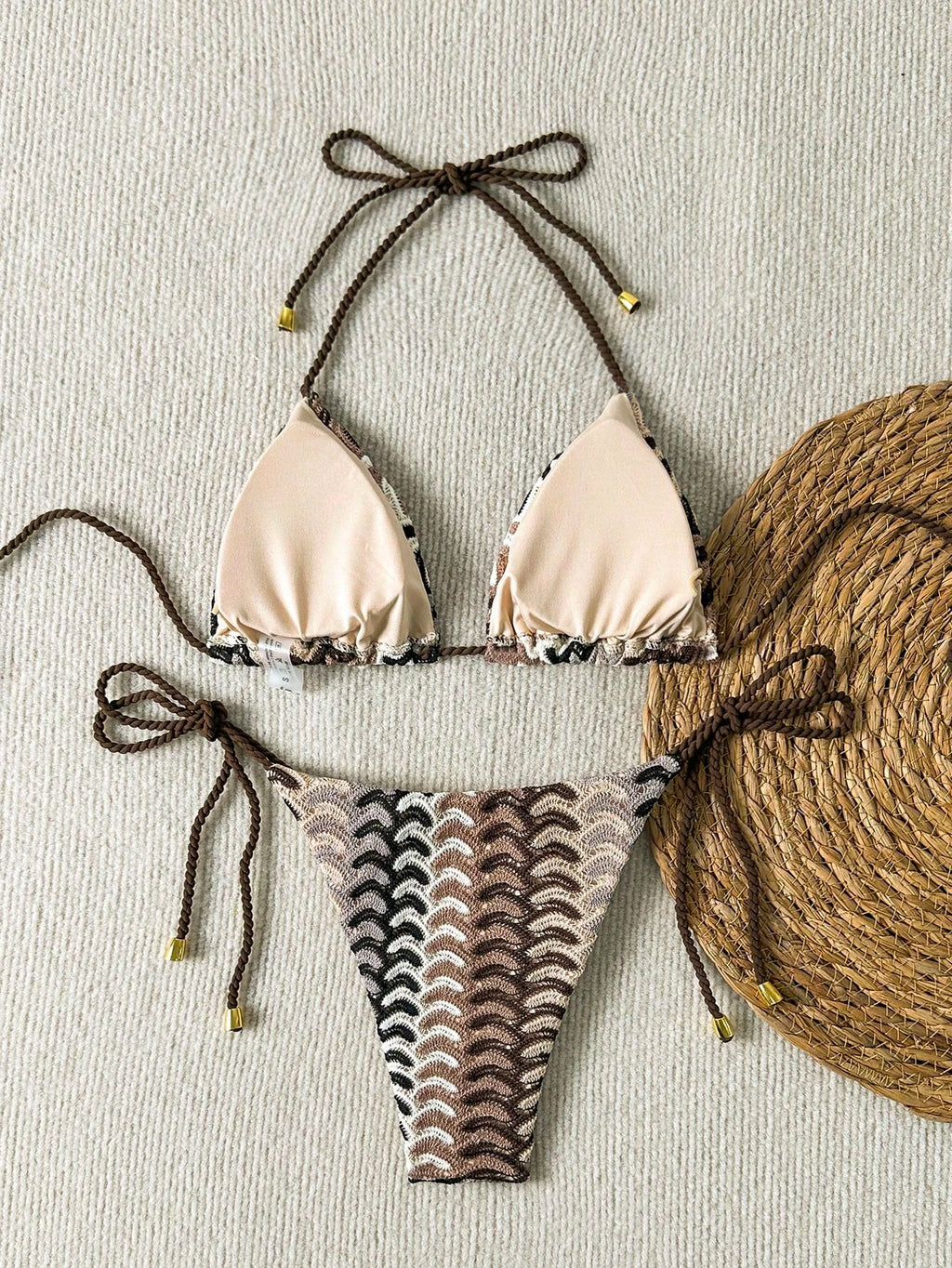 Swim Mod Women's Summer Holiday Beach Halter Allover Print Bikini Set - image 12