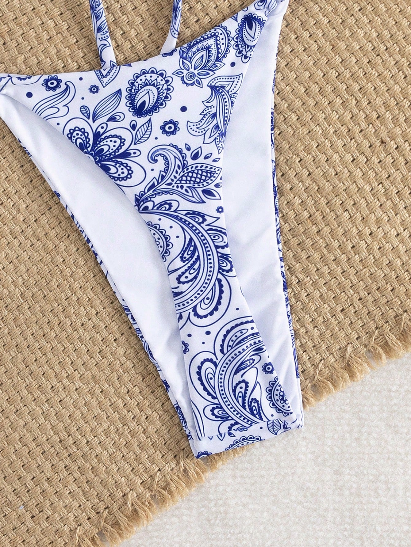 2pcs/Set Sexy Tied Bow Knot Allover Print One-Piece Swimwear & Bikini