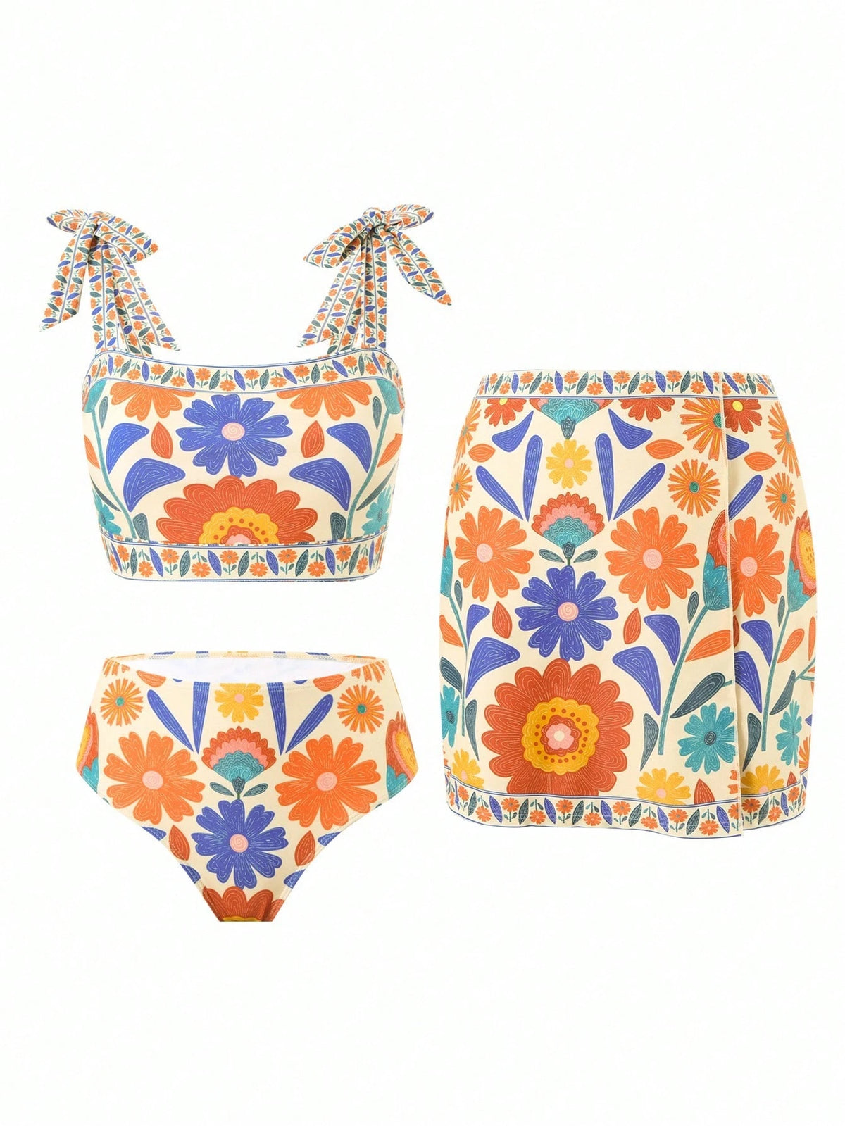 Swim Oasis Women's Summer Tight-Fitting Printed Vacation Sexy 3 PiecesSwimsuit Set - image 6