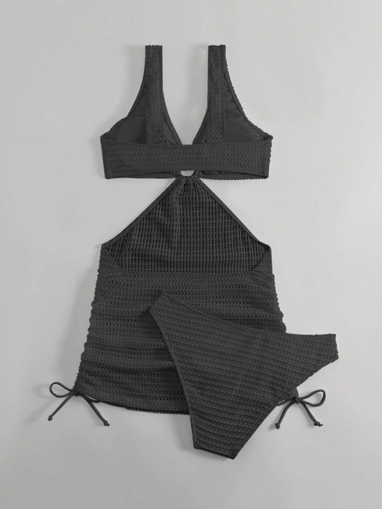 Swim Vcay Women's Solid Color Hollow Out Vacation Style Bikini Set - image 3