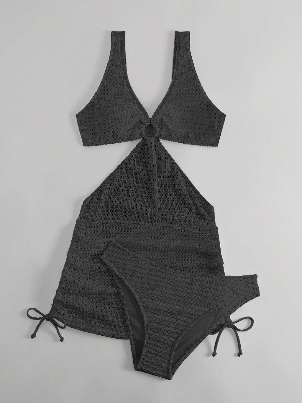 Swim Vcay Women's Solid Color Hollow Out Vacation Style Bikini Set