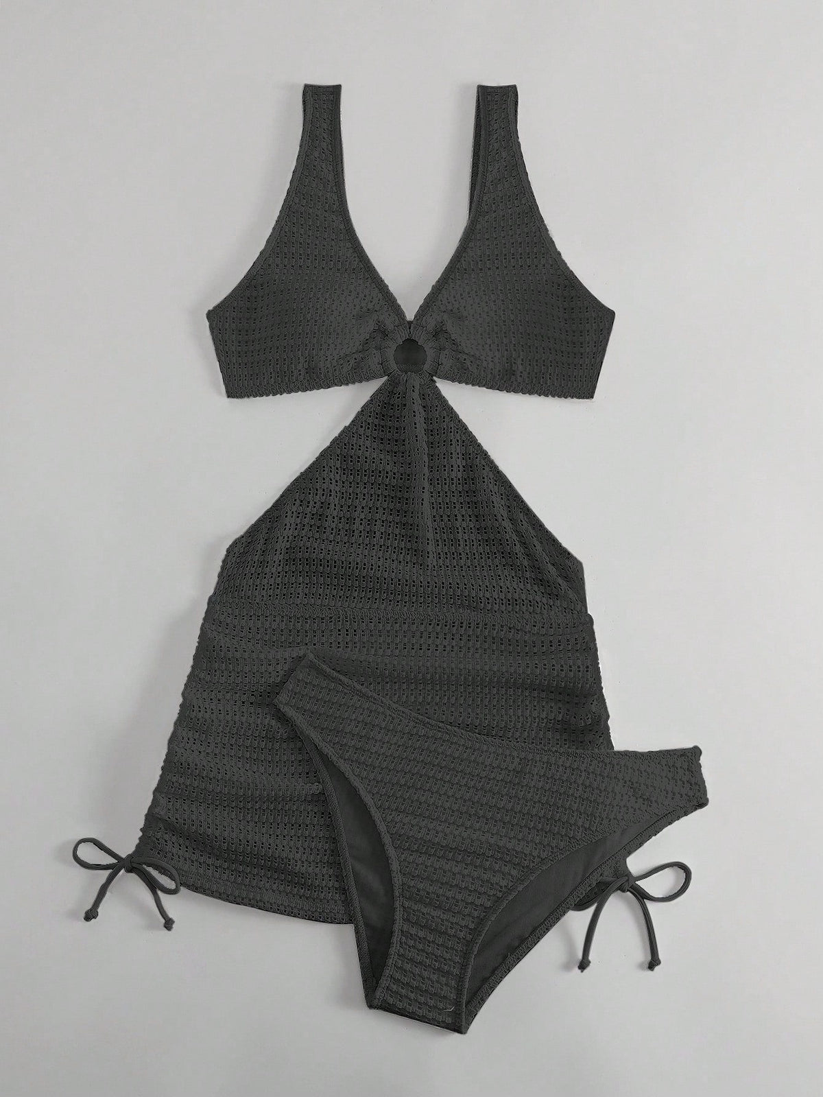 Swim Vcay Women's Solid Color Hollow Out Vacation Style Bikini Set - image 8